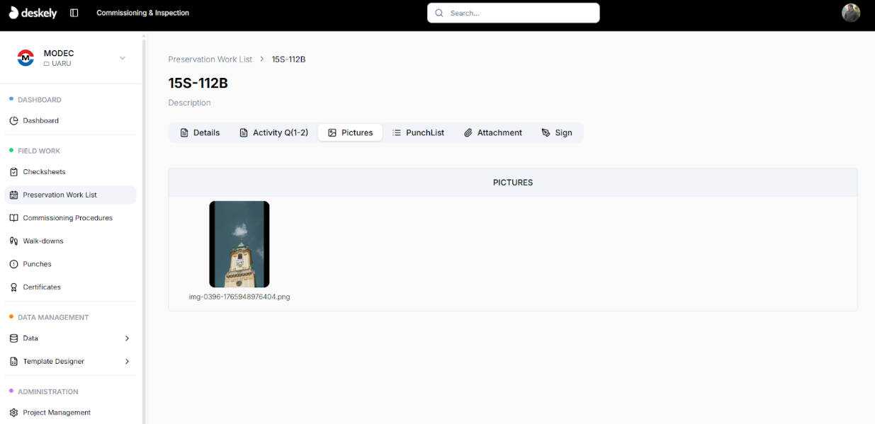 PWL View screen showing Pictures section.